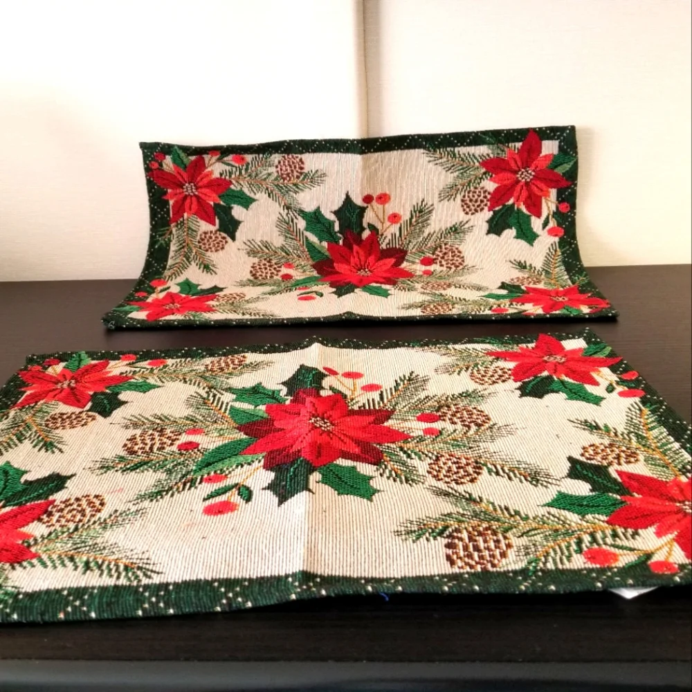 New Handcrafted Poinsetter Tablemats, set of 2